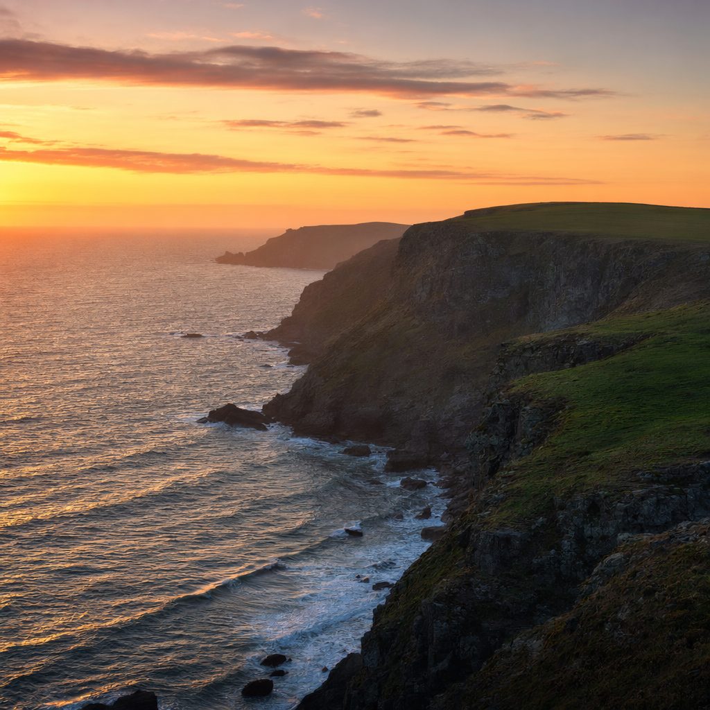 Cornish cliffs at golden hour