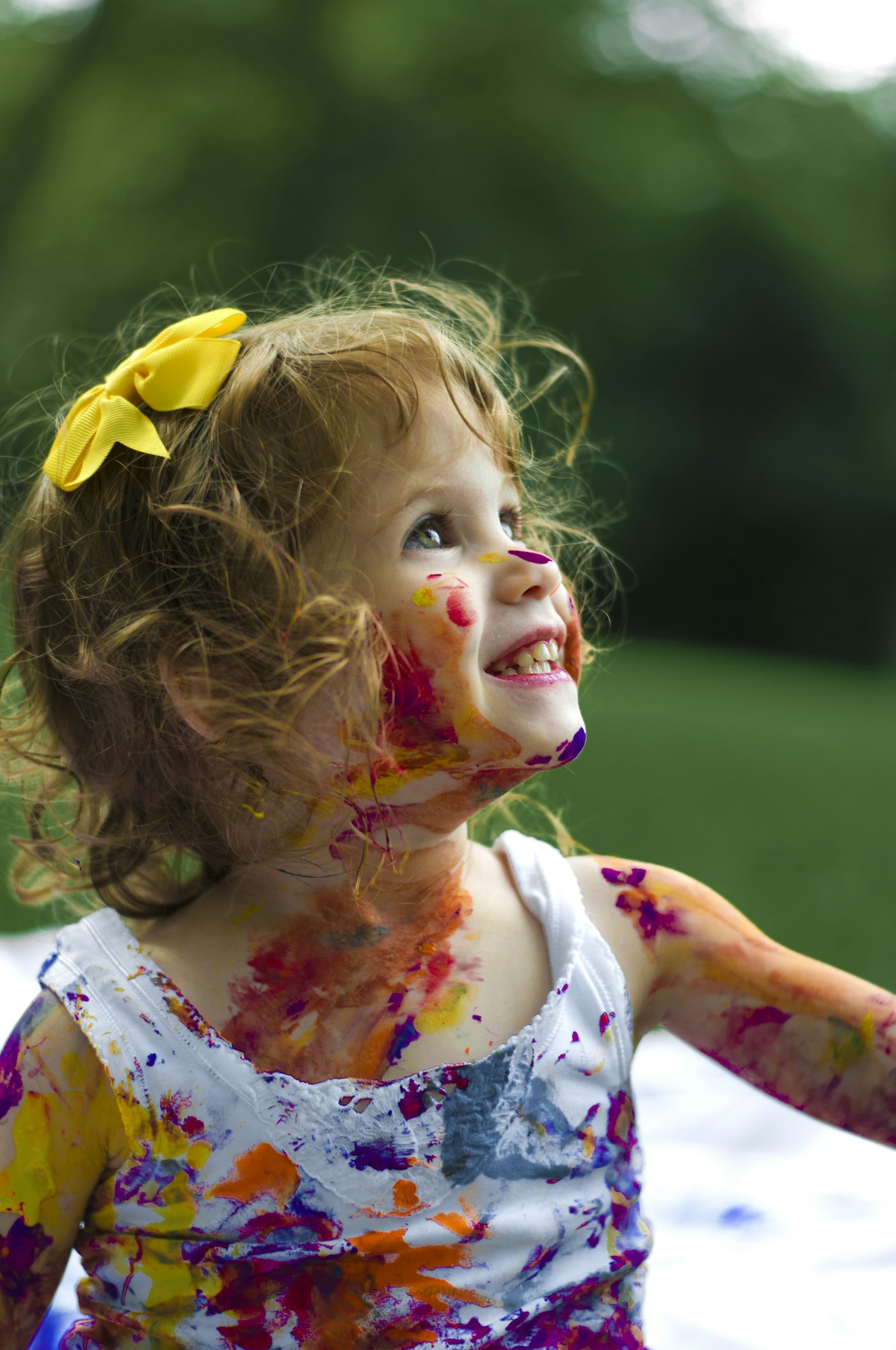 A child laughing at the camera
